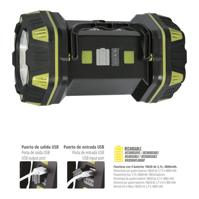 Linterna LED multiusos 3 en 1 recargable 400 lumenes