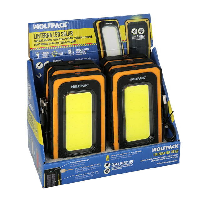 Linterna LED solar recargable 10 watt 750 lumenes