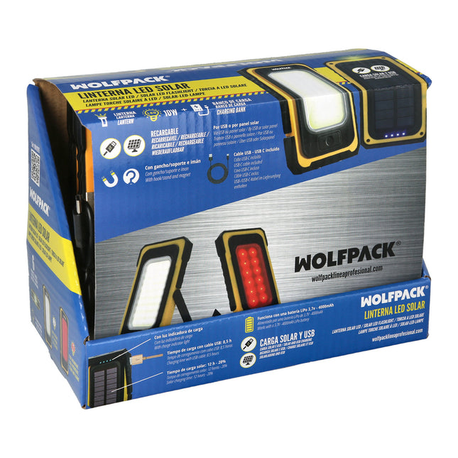 Linterna LED solar recargable 10 watt 750 lumenes