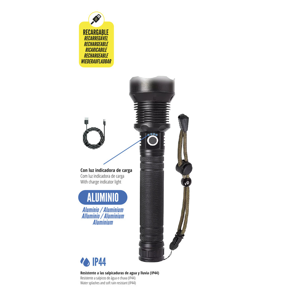 Rechargeable 1500 lumen aluminum LED flashlight