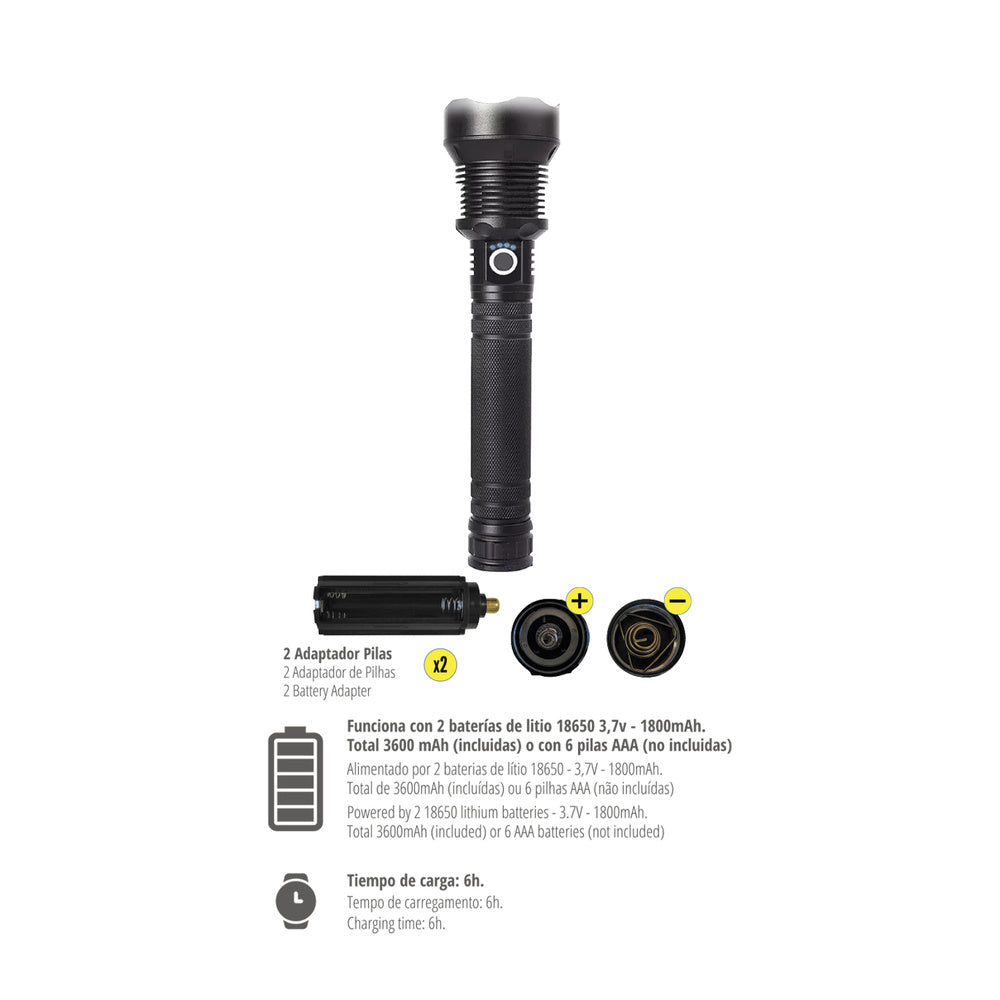 Rechargeable 1500 lumen aluminum LED flashlight