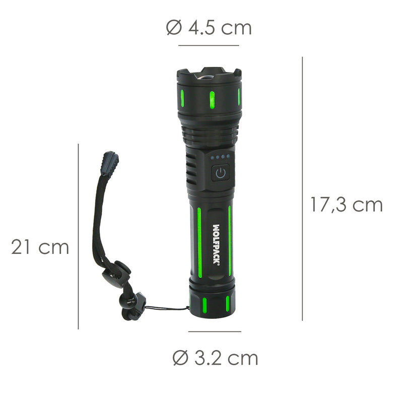 Linterna LED aluminio portatil recargable 800 lumenes