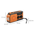 Solar emergency LED lantern with radio, with battery, manual dynamo charge