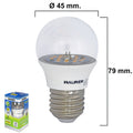 E27 5W Spherical Transparent LED Bulb, 40W equivalent, 470 lumens, Warm Light (3000K)