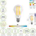 Lâmpada led filamento standard rosca E27. 18 watt. Equivalente a 130 watt. 2462 lúmenes. Luz neutra 4000º k.