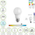 Lâmpada LED padrão rosca E27. 9.5 watt. Equivalente a 75 watt. 1055 lúmenes. Luz fria (6500º K.).