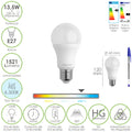 Lâmpada LED padrão rosca E27. 13,5 watts. Equivalente a 100 watts. 1521 lúmenes. Luz fria (6500º K.).