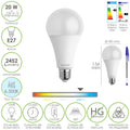 Lâmpada LED padrão, casquilho E27. 20 watt. Equivalente a 150 watt. 2452 lúmenes. Luz fria (6500º K).