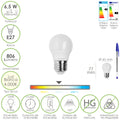 Lâmpada LED esférica, rosca E27. 6.5 watt. Equivalente a 50 watt. 806 lúmenes. Luz neutra 4000º k.