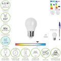 Lâmpada LED esférica, casquilho E27. 6,5 watt. Equivalente a 55 watt. 806 lúmens. Luz fria 6500º k.