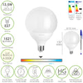 E27 LED globe bulb. 13.5 watt. equivalent to 100 watt. 1521 lumens. neutral light 4000K