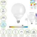 Lâmpada LED esférica globo E27. 13,5 watt. Equivale a 100 watt. 1521 lúmenes. Luz fria 6500º k.
