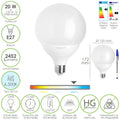 Lâmpada LED globo E27. 20 watt. Equivalente a 150 watt. 2452 lúmens. Luz fria 6500º K.