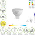 Lâmpada LED dicróica casquilho GU 5.3 / MR16. 5 watt. Equivalente a 40 watt. 405 lúmenes. Luz quente (3000º k.)