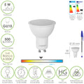 Lâmpada LED dicróica casquilho GU10. 5 watt. Equivalente a 35 watt. 500 lúmens. Luz neutra 4000º K
