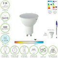 Lâmpada LED dicróica casquilho GU10. 5 watt. Equivalente a 30 watt. 500 lúmenes. Luz fria (6500º k.)