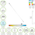 Tubo LED T8 120 cm 17,5 Watt. Equivalente a 130 Watt. 1800 lúmenes. Luz fria 6500º K.