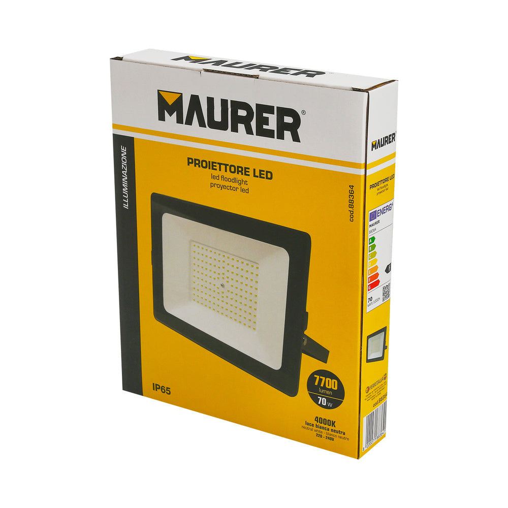 Foco led plano  70 watt. 7700 lumens. Luz blanca 4000ºk protección ip65.