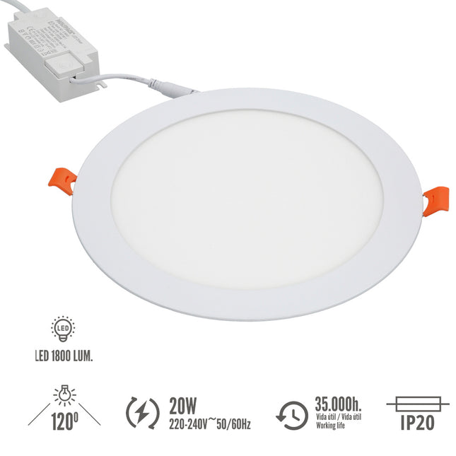 Downlight LED empotrar 20 watt 1800 lumenes 6000K