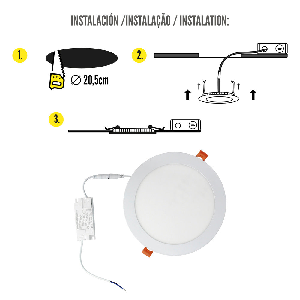 20-watt 1800-lumen 3000K LED recessed downlight