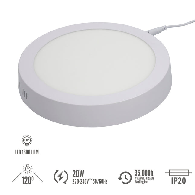 Downlight superficie LED 20 watt 1800 lumenes 6000K