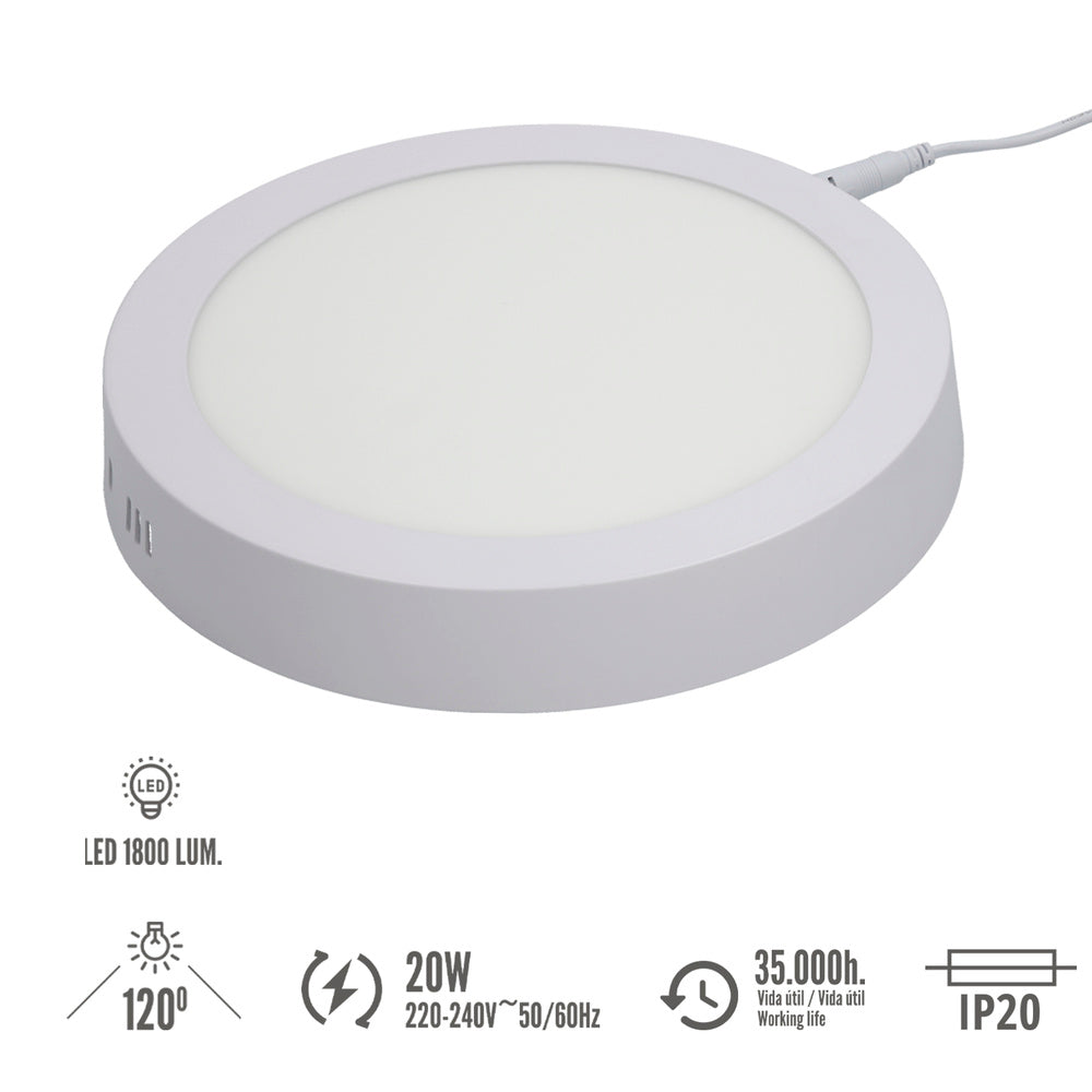Surface LED downlight 20 watt 1800 lumens 6000K