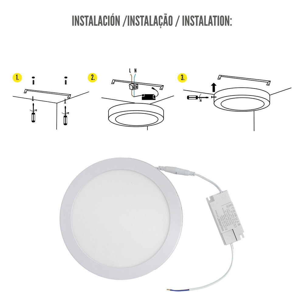 Surface LED downlight 20 watt 1800 lumens 6000K