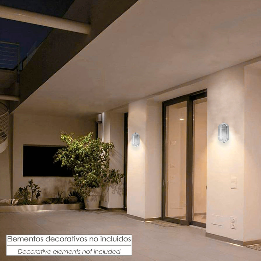 Oval white industrial ceiling light.