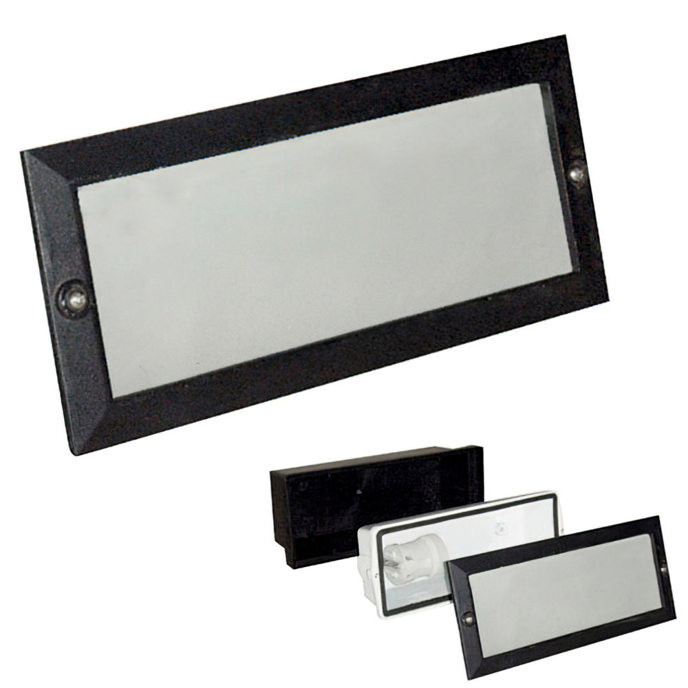 Recessed rectangular black ceiling light