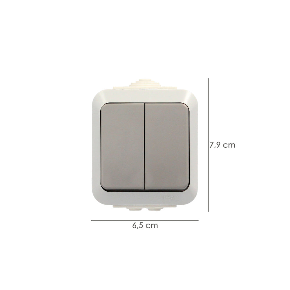 Interruptor / conmutado oryx  doble con tapa gris