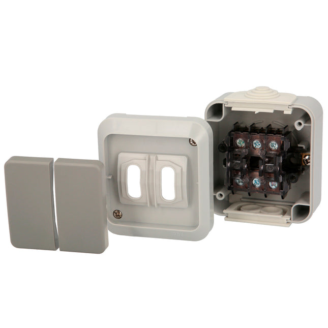 Interruptor / conmutado oryx  doble con tapa gris