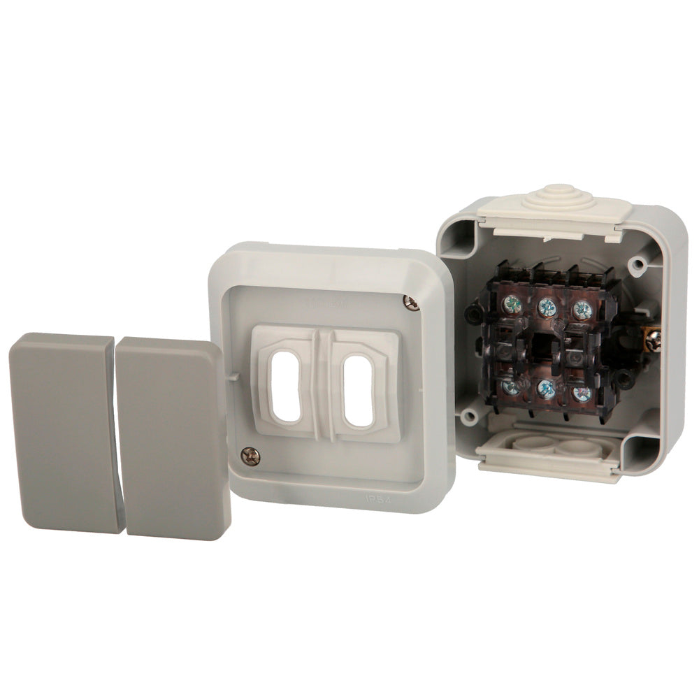 Interruptor duplo/alternador Oryx com capa cinzenta