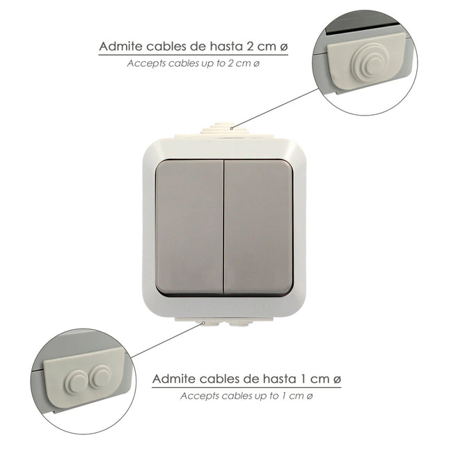 Interruptor / conmutado oryx  doble con tapa gris