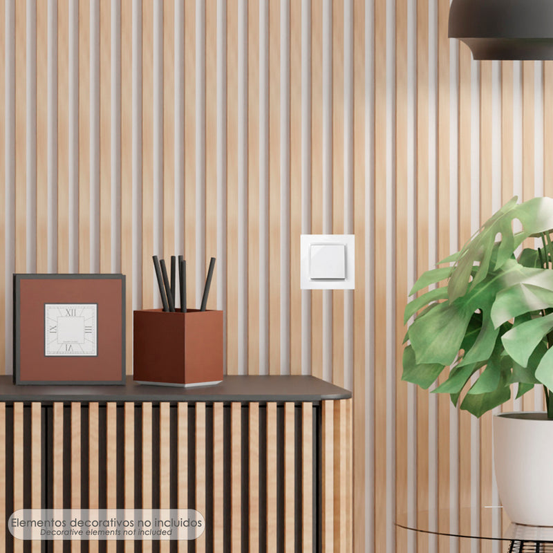 Interruptor conmutador cruzado (mecanismo) interruptor pared, bastidor metálico, interruptor luz, pulsador. color blanco