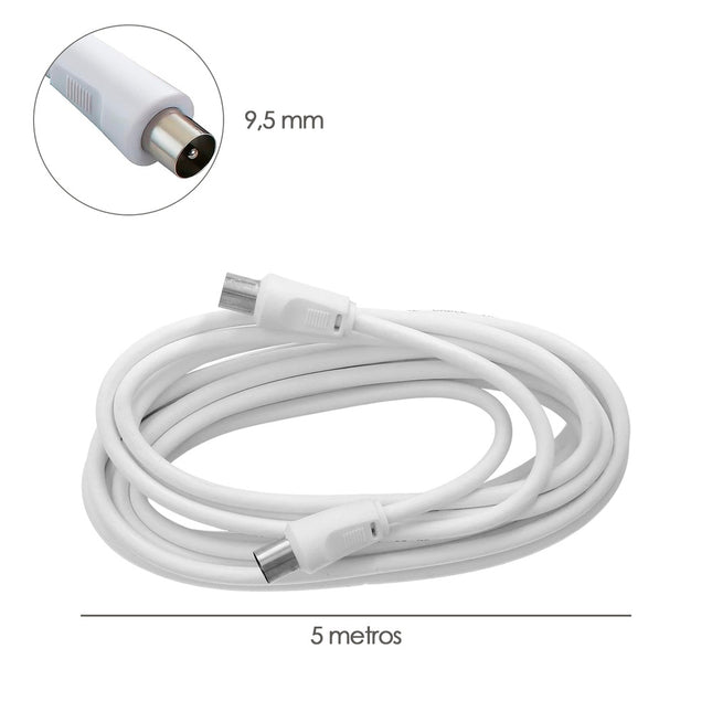 Prolongacion tv - video. 5 metros toma 9,5 mm. con adaptador macho hembra