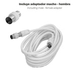 Prolongación TV - video. 5 metros toma 9,5 mm con adaptador macho hembra