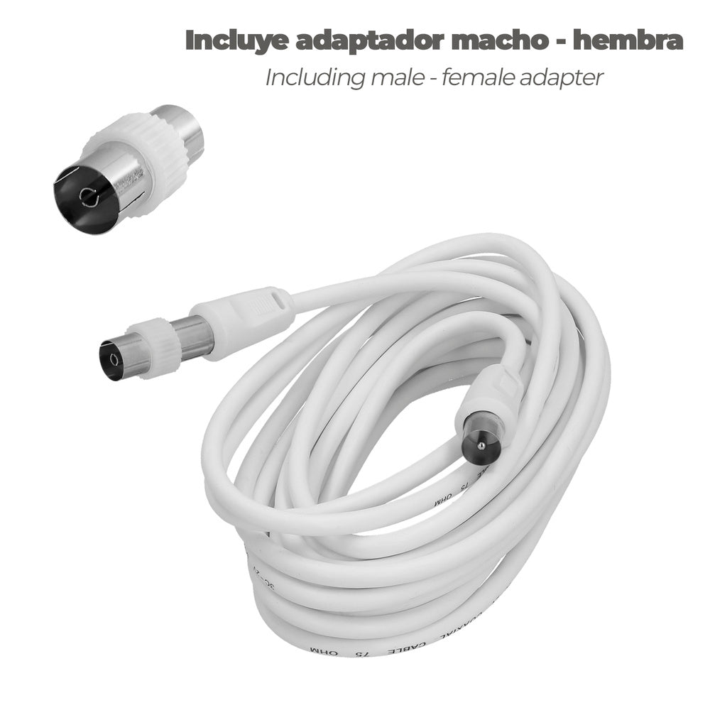 TV extension - video. 5-meter 9.5 mm plug with male-female adapter