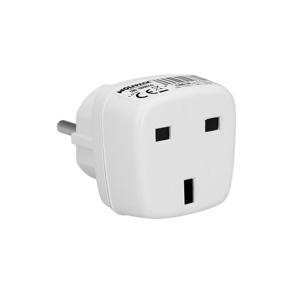 Adaptador viaje toma inglesa a schuko