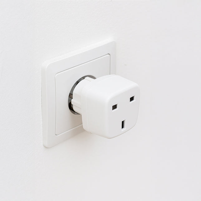 Adaptador viaje toma inglesa a schuko