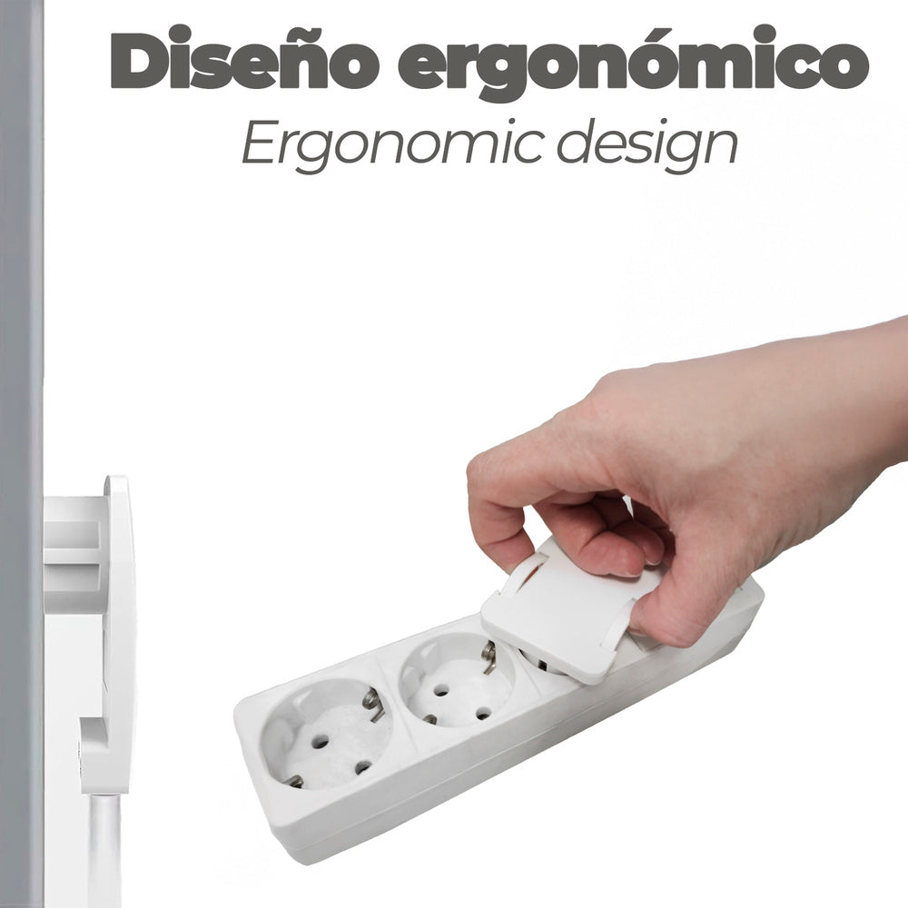 Clavija enchufe ultraplano 7 mm con asas de extracción 16 a - 250 v. Tras muebles, 3 cables, toma schuko