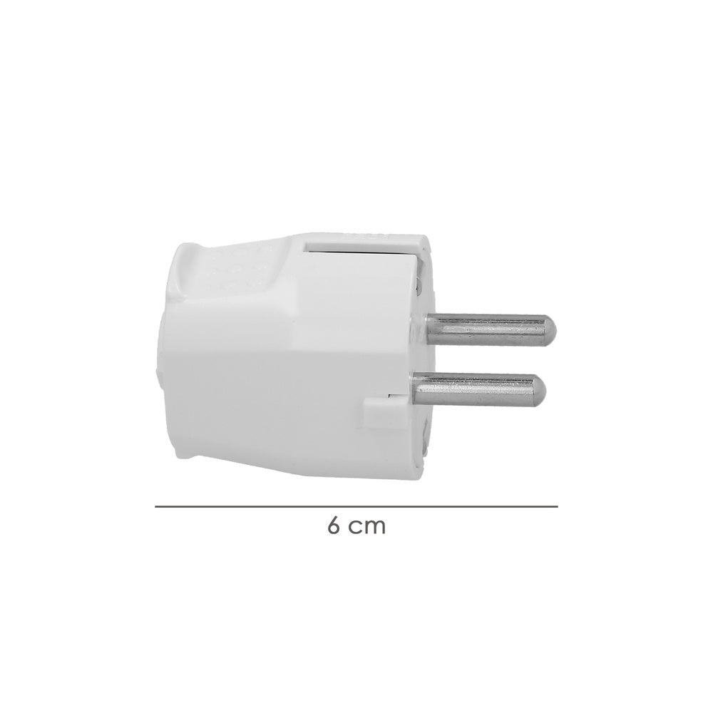 Clavija schuko 2 polos con toma tierra 16 amperios blanco.