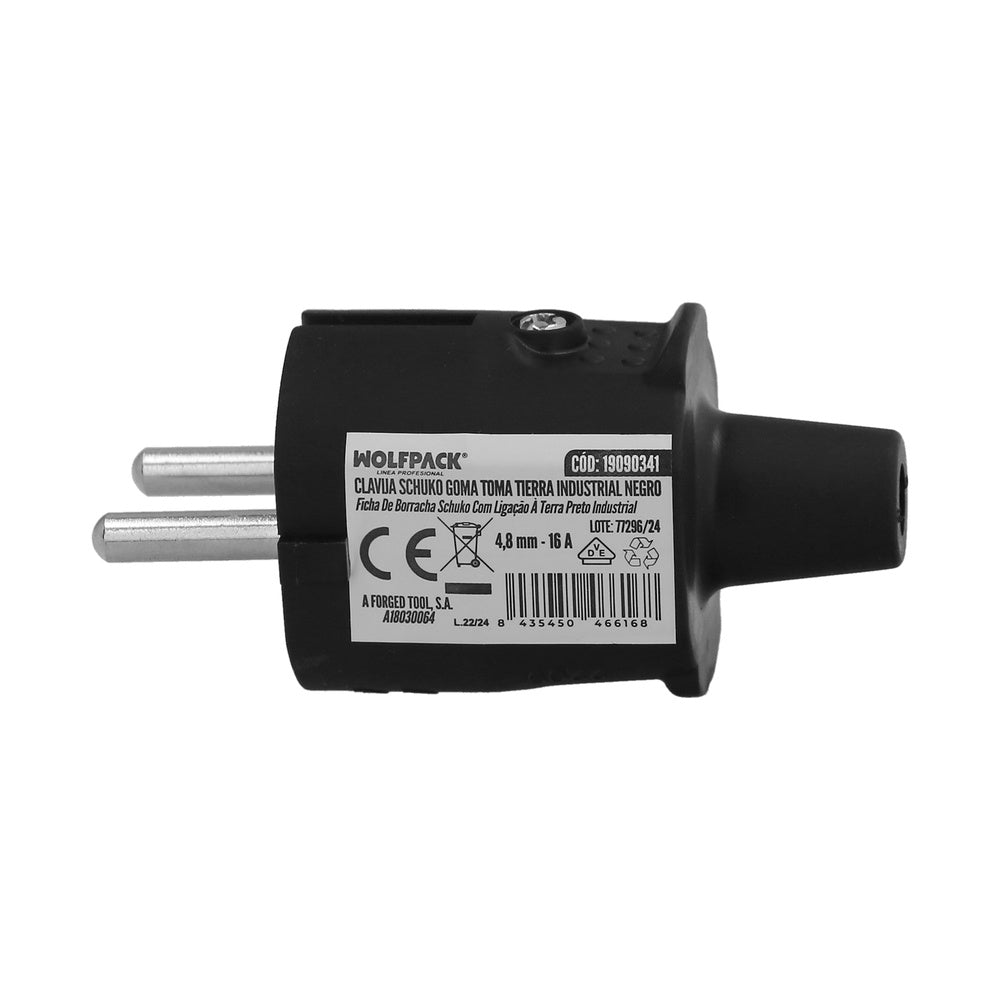 Grounding plug rubber 4.8mm black (industrial)