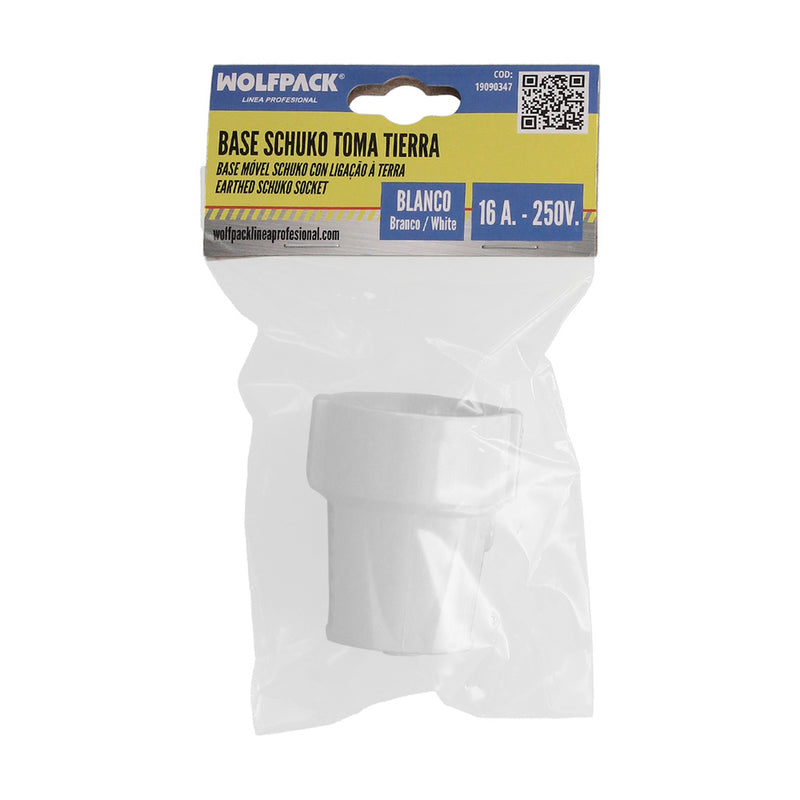 Base schuko 2 polos con toma tierra. 16 amperios color blanco