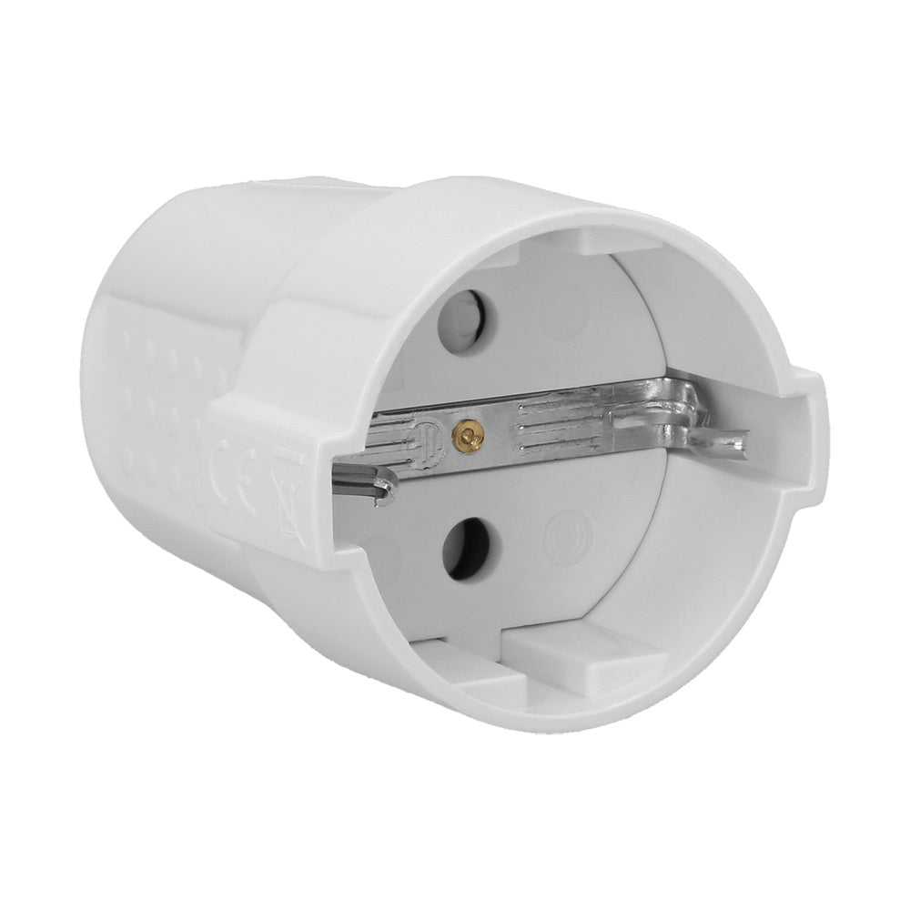 Schuko 2-pole socket with ground. 16 amps white