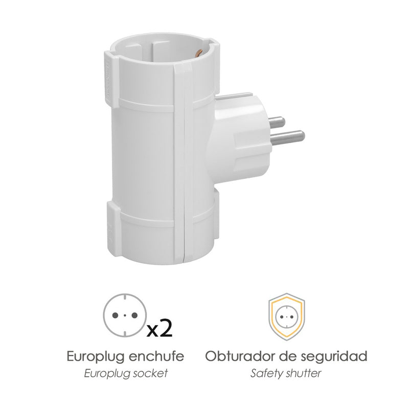 Adaptador doble schuko 16 a 250 v