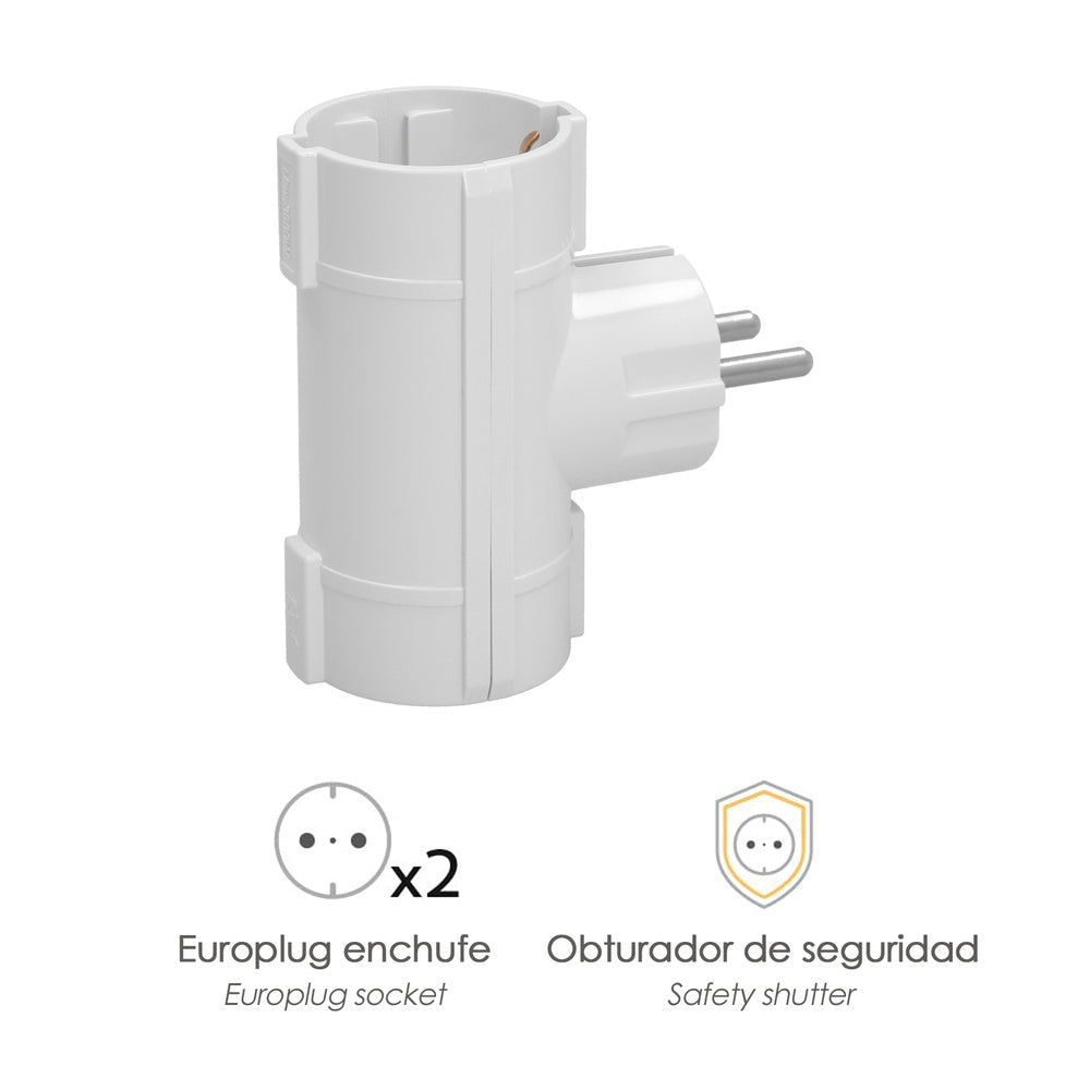 Adaptador doble schuko 16 a 250 v.
