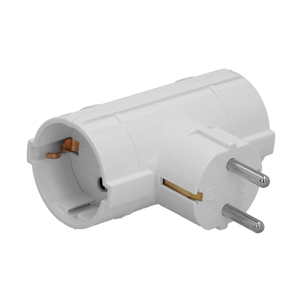 Adaptador doble schuko 16 a 250 v.
