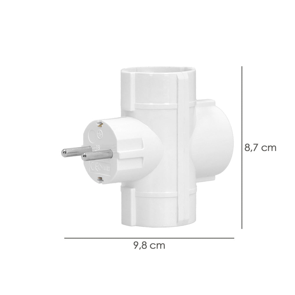 Adaptador triple schuko 16 a 250 v.