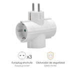 Adaptador triple schuko 16 a 250 v.