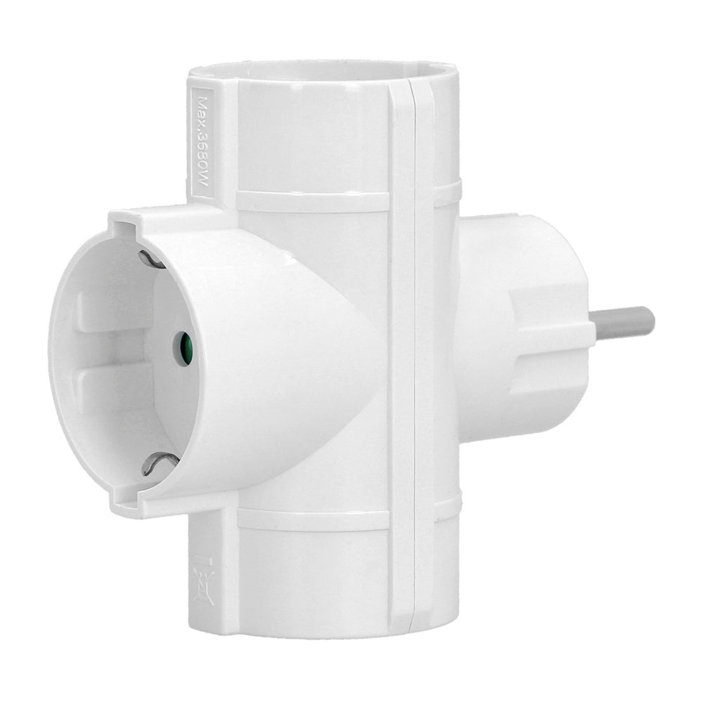Adaptador triple schuko 16 a 250 v.